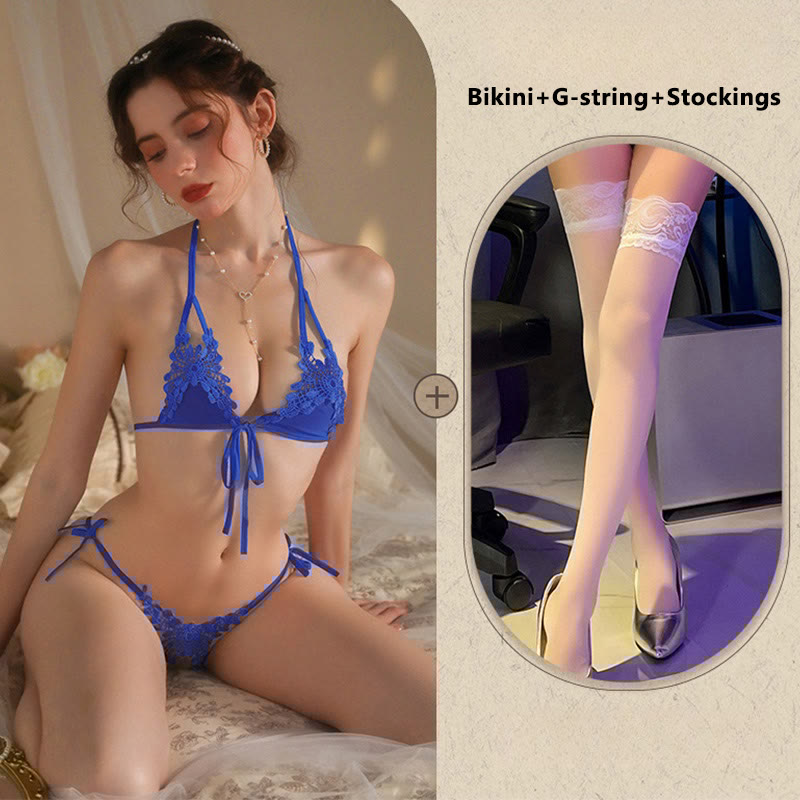 Lace See-through Bikini Lingerie Set