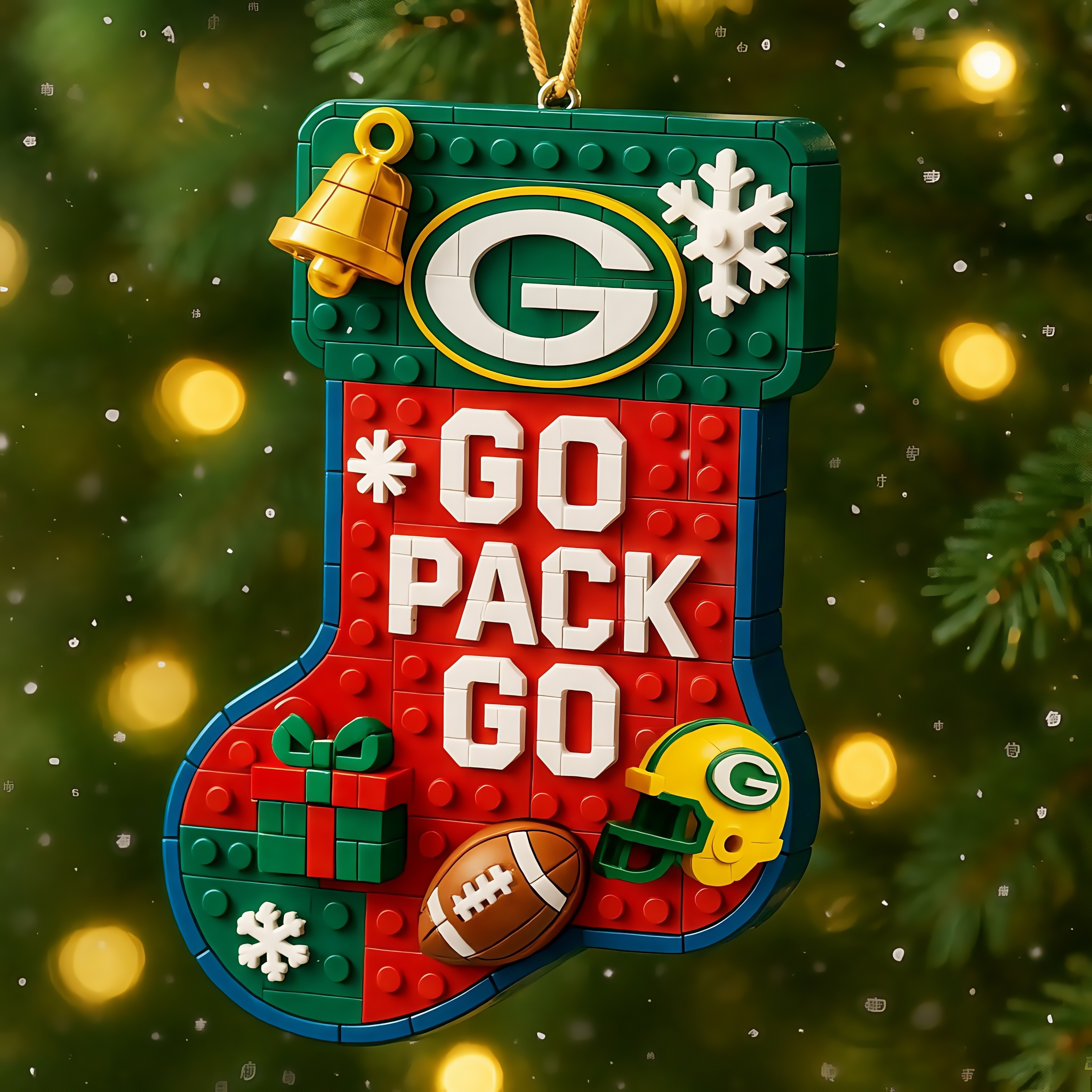 NFL TEAM BLOCKSTYLE CHRISTMAS STOCKING ORNAMENT COLLECTION