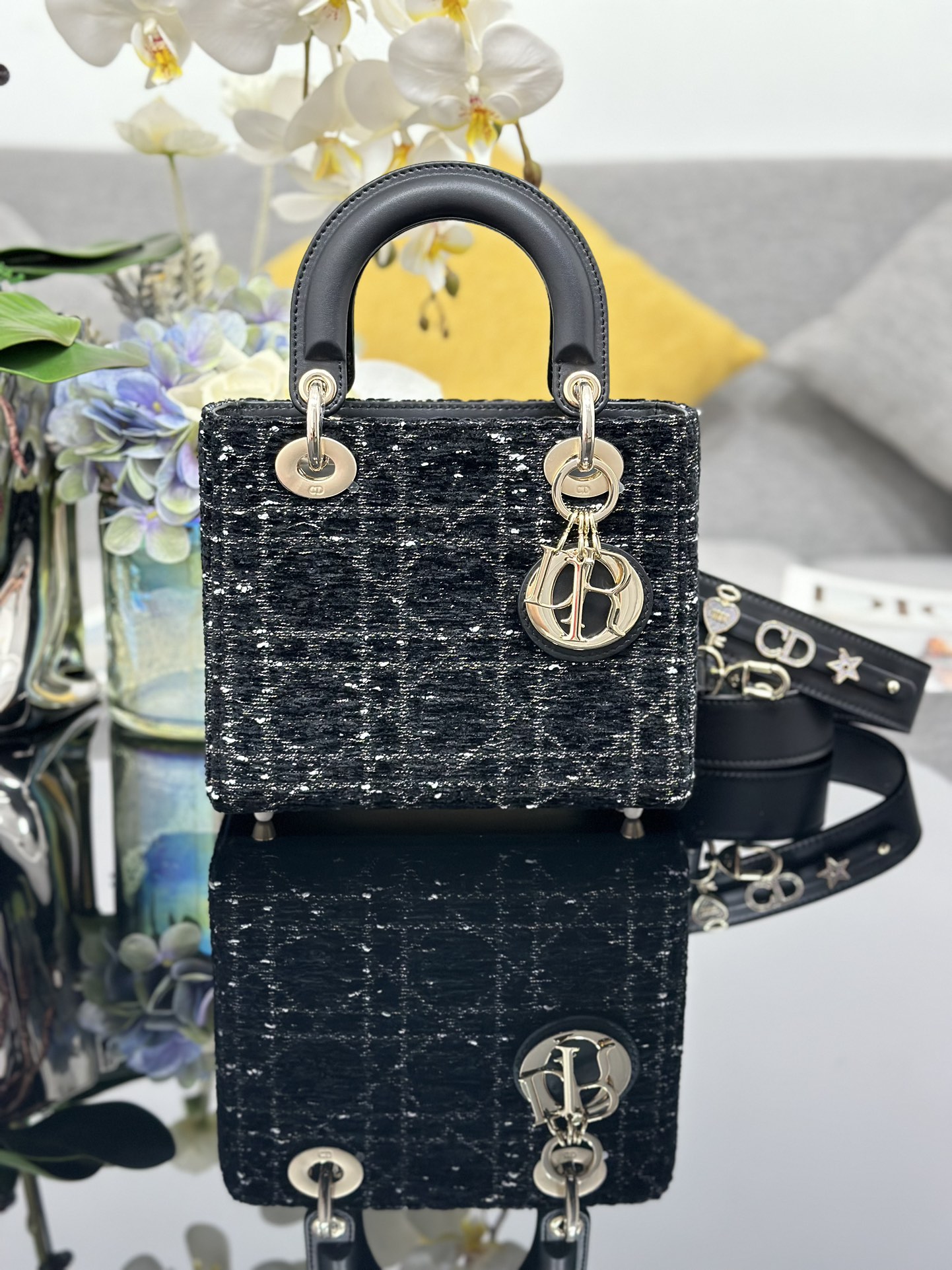 Dior Lady Dior Four-Pattern Tweed Black Cannage M0538