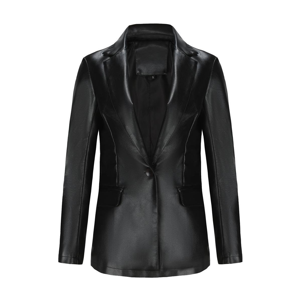 Long sleeved jacket women single button commuter casual leather jacket suit