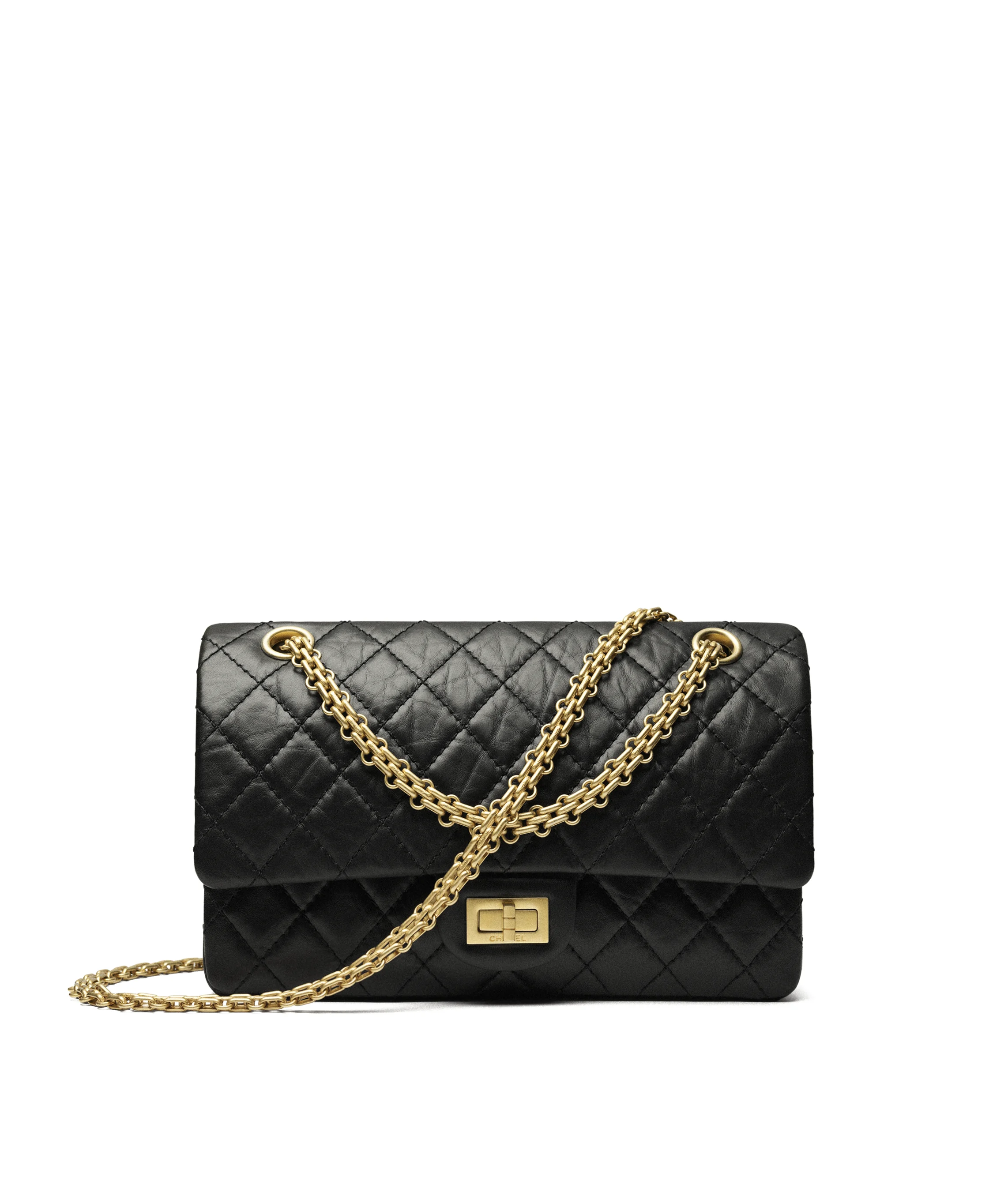 Chanel Large 2.55 Bag Aged Calfskin & Gold-Tone Metal Black A37587-Y04634-C3906
