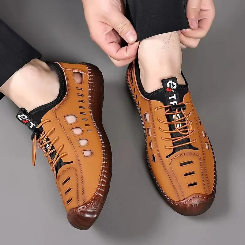 Soft Sole Genuine Cowhide Woven Summer Sandals