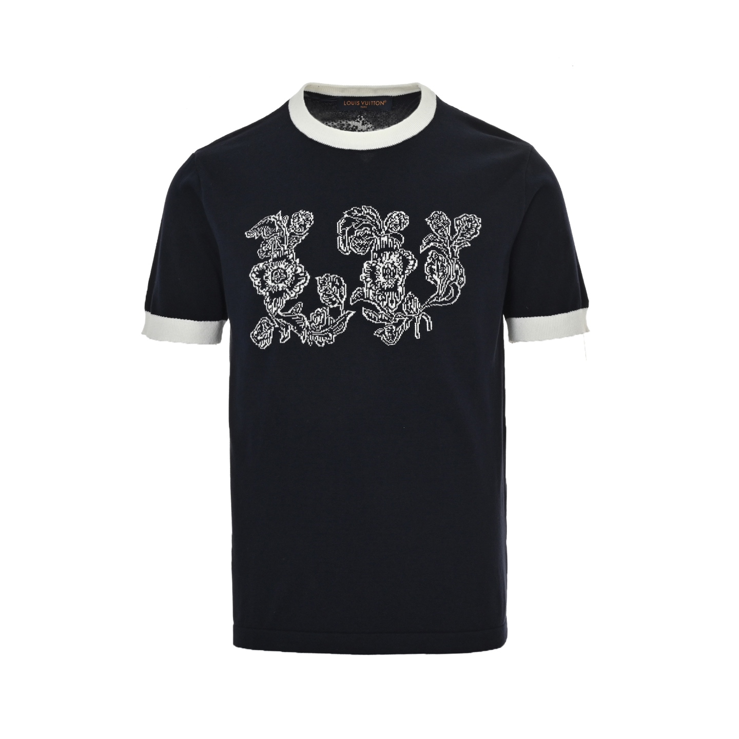 Louis Vuitton 25ss floral jacquard logo knitted short sleeve