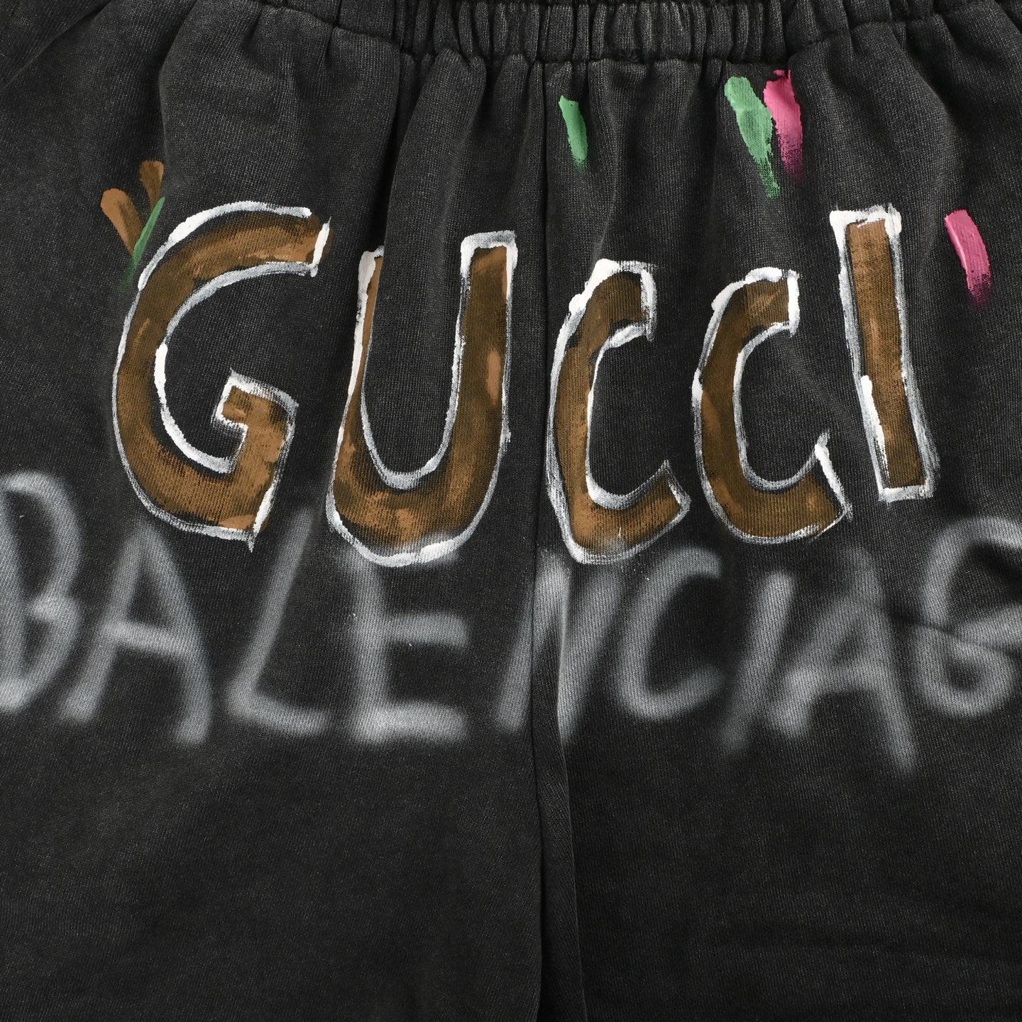 Balenciaga Hand-painted Graffiti Letters Terry Shorts