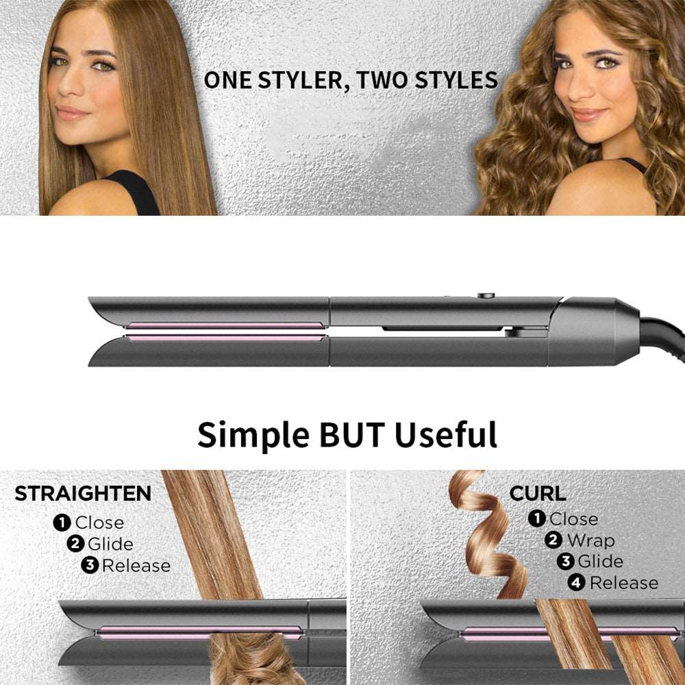 Flat Iron,Hair Straightener Curler 2 in 1,Ceramic Tourmaline Titanium Flat Iron for Hair Fast Heating-up Temp 265 to 450℉