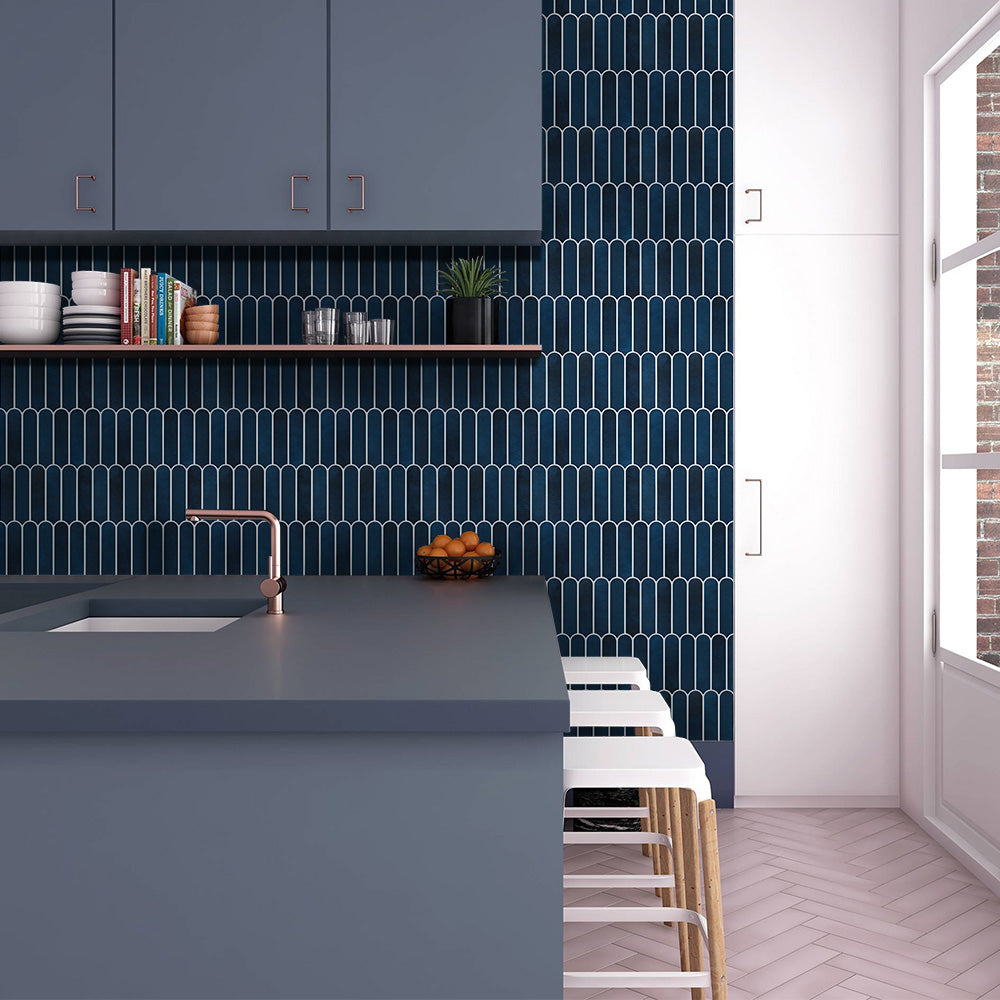 3D Midnight Blue Fish Scale Peel and Stick Wall Tile