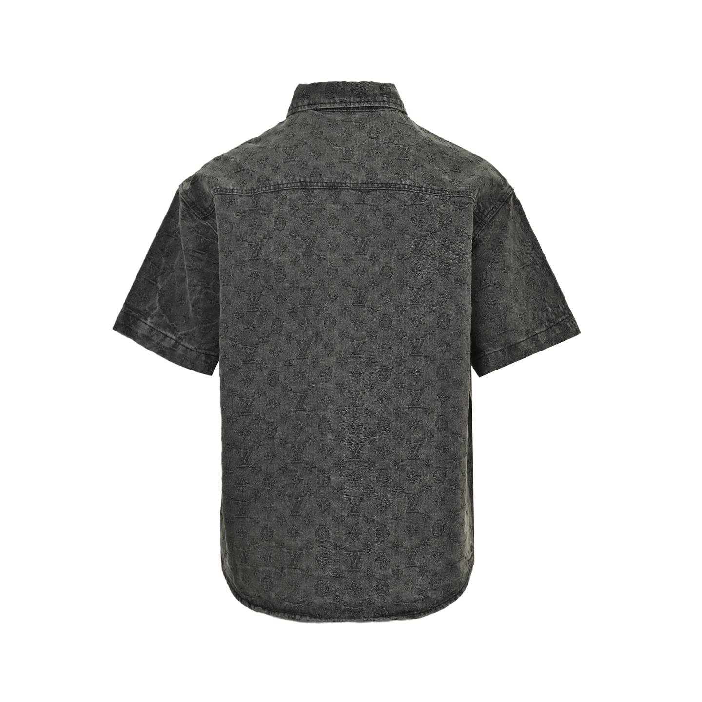 Louis Vuitton 25ss full print monogram grey jacquard denim short sleeve shirt