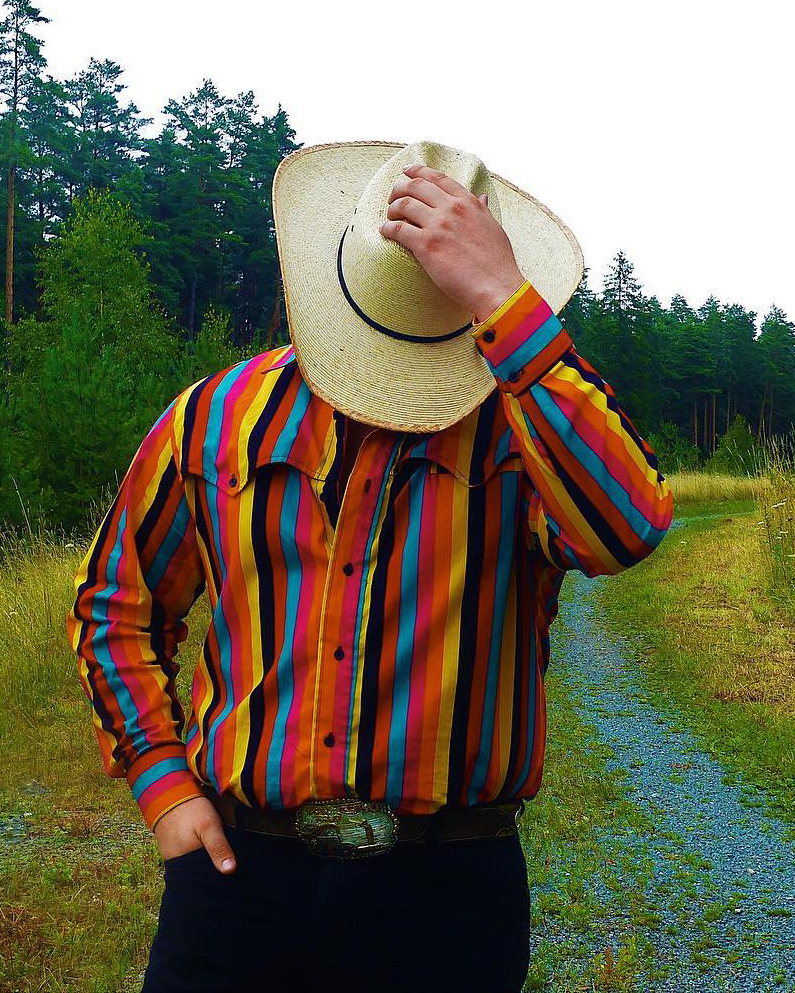Men's Casual Retro Blue Striped Long Sleeve Shirt