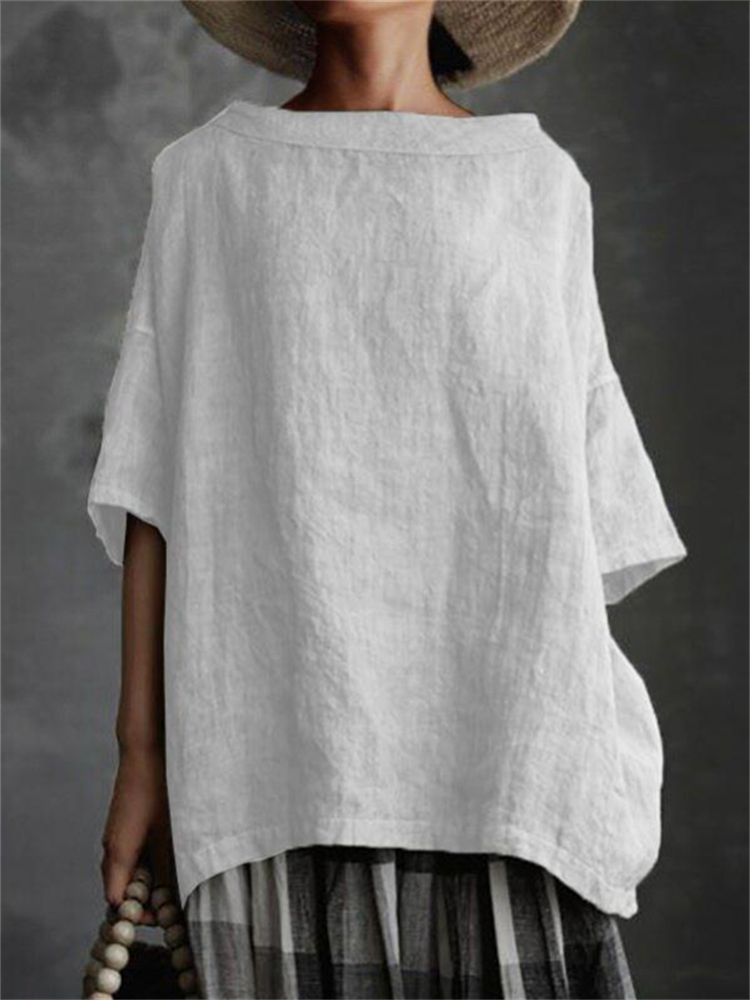 Vintage Boat Neck Oversize Solid Tunic