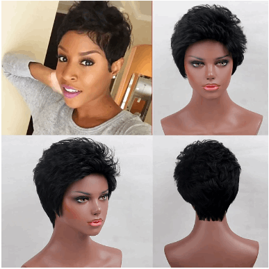 Luna African American Black Kinky Short Curly Wig for Women