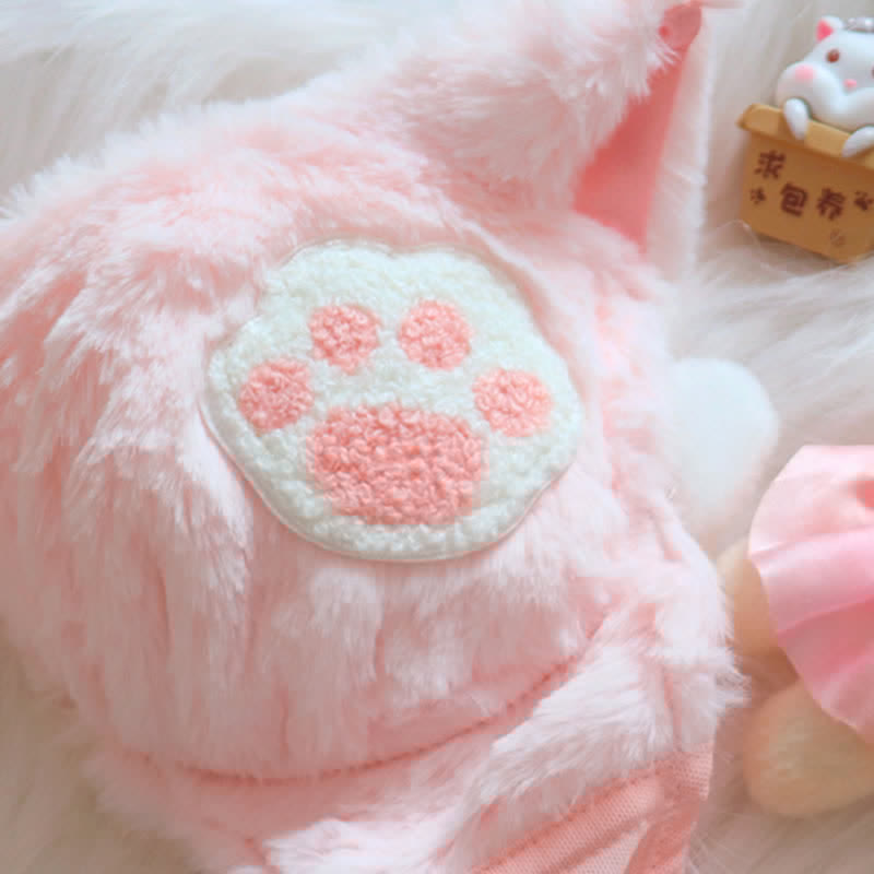 Kawaii Cat Claw Embroidery Plush Lingerie Set