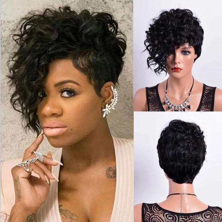 Luna Wig C16 Asymmetrical Women Curly Hair Wig with bangs