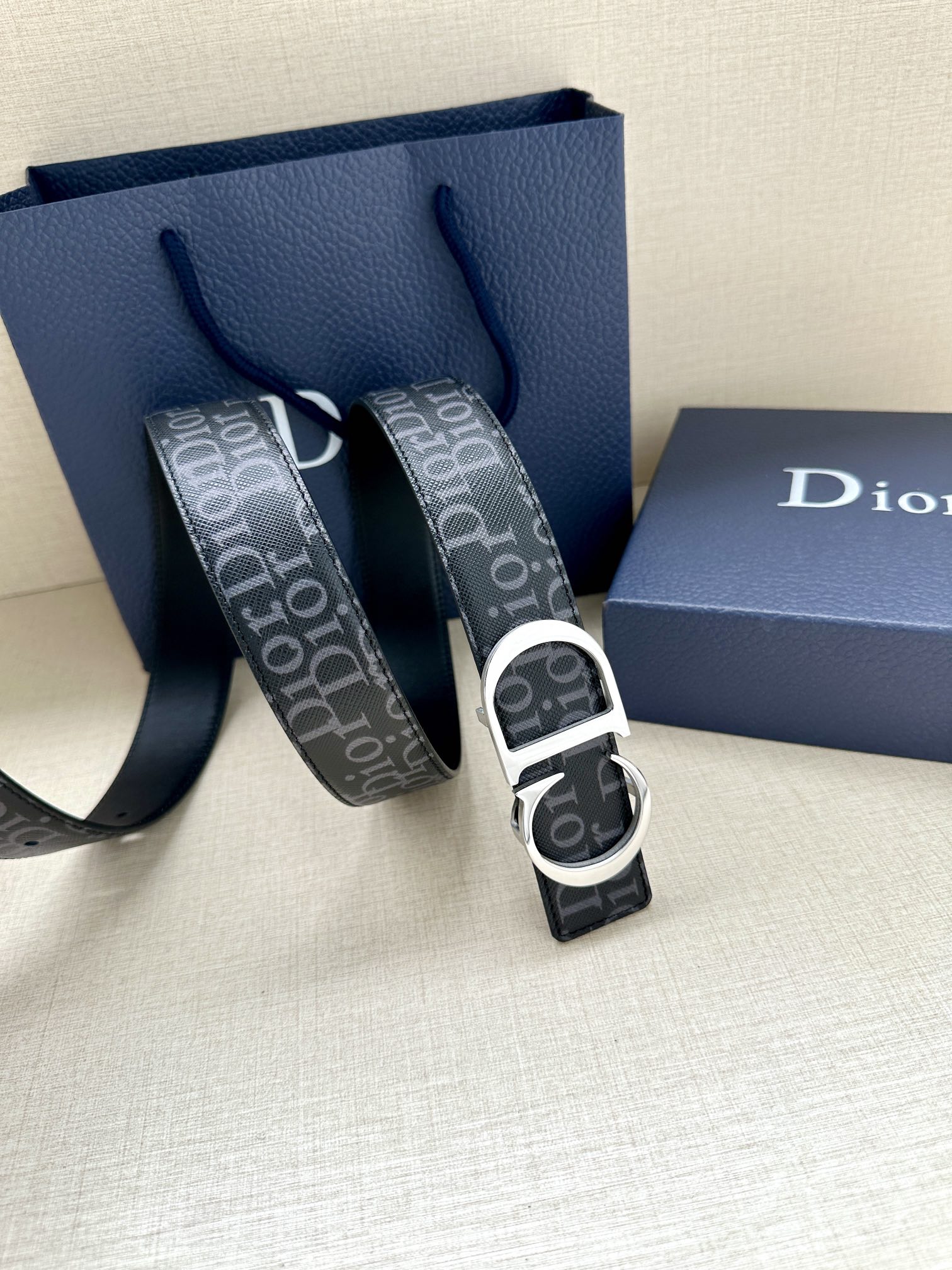 Dior Oblique Galaxy printed leather belt 3.5CM wide