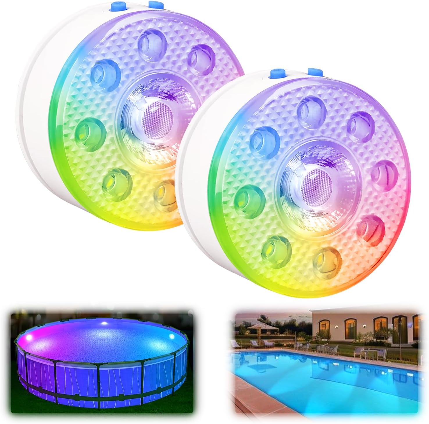 💥ON SALE💥RGB Underwater Pool Lights with RF Remote & Timer - 2 Pack