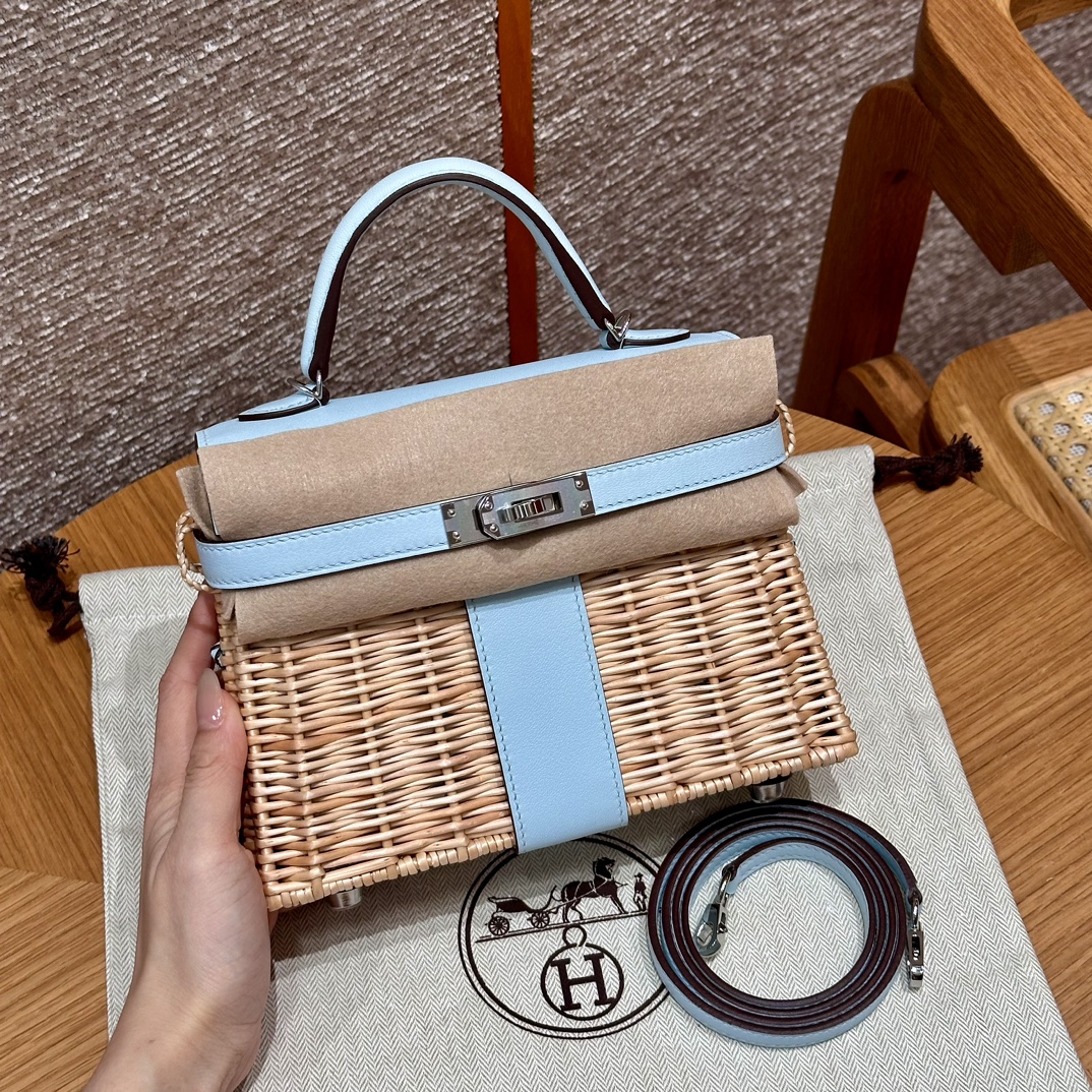 Hermès Kelly Picnic U2Blue zephyr (Handmade to order)