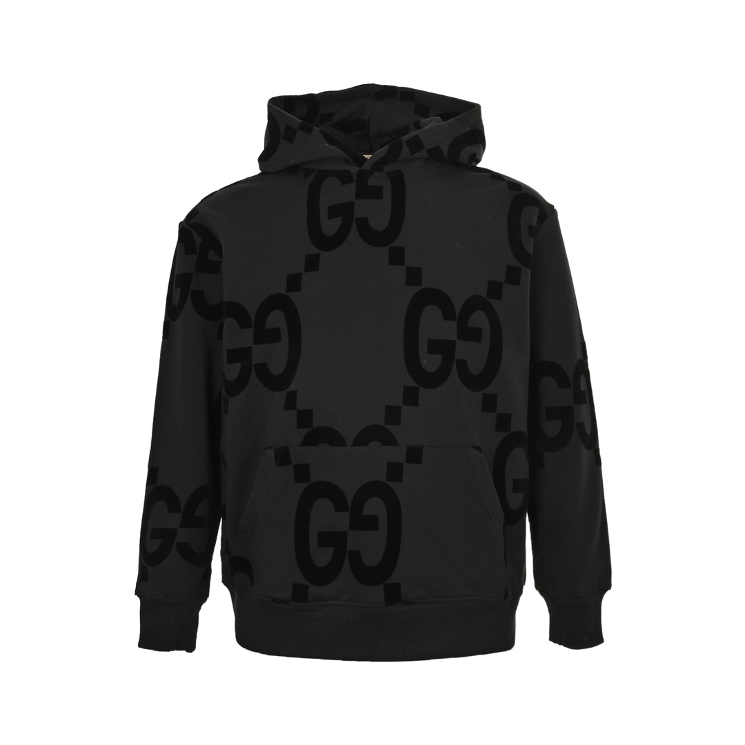 Gucci 24Fw Double G flocked print hooded sweatshirt