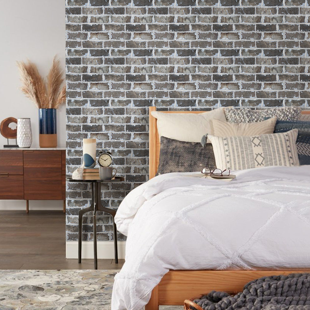 3D Dark Antique Brick Peel and Stick Wall Tile