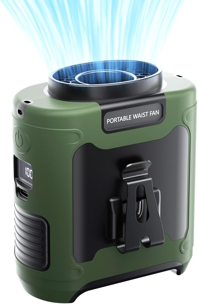 ❄️❄️Portable waist clip cooling fan | USB charging with LED and power bank ☀️☀️(a must-have for outdoor work in summer)