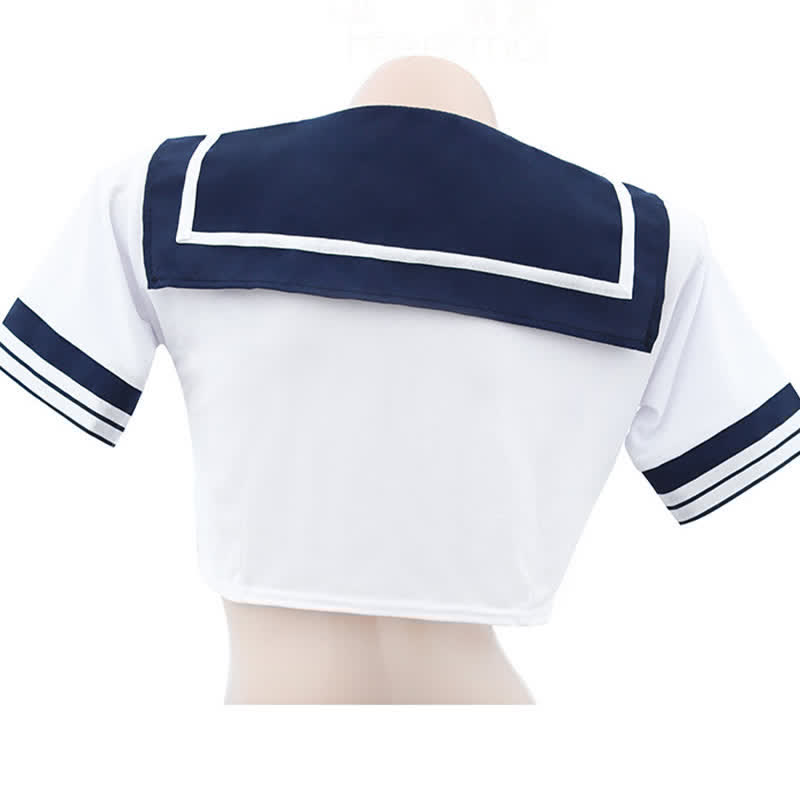 Uniform School Sailor Collar Bow Stripe Lingerie Skirt Set