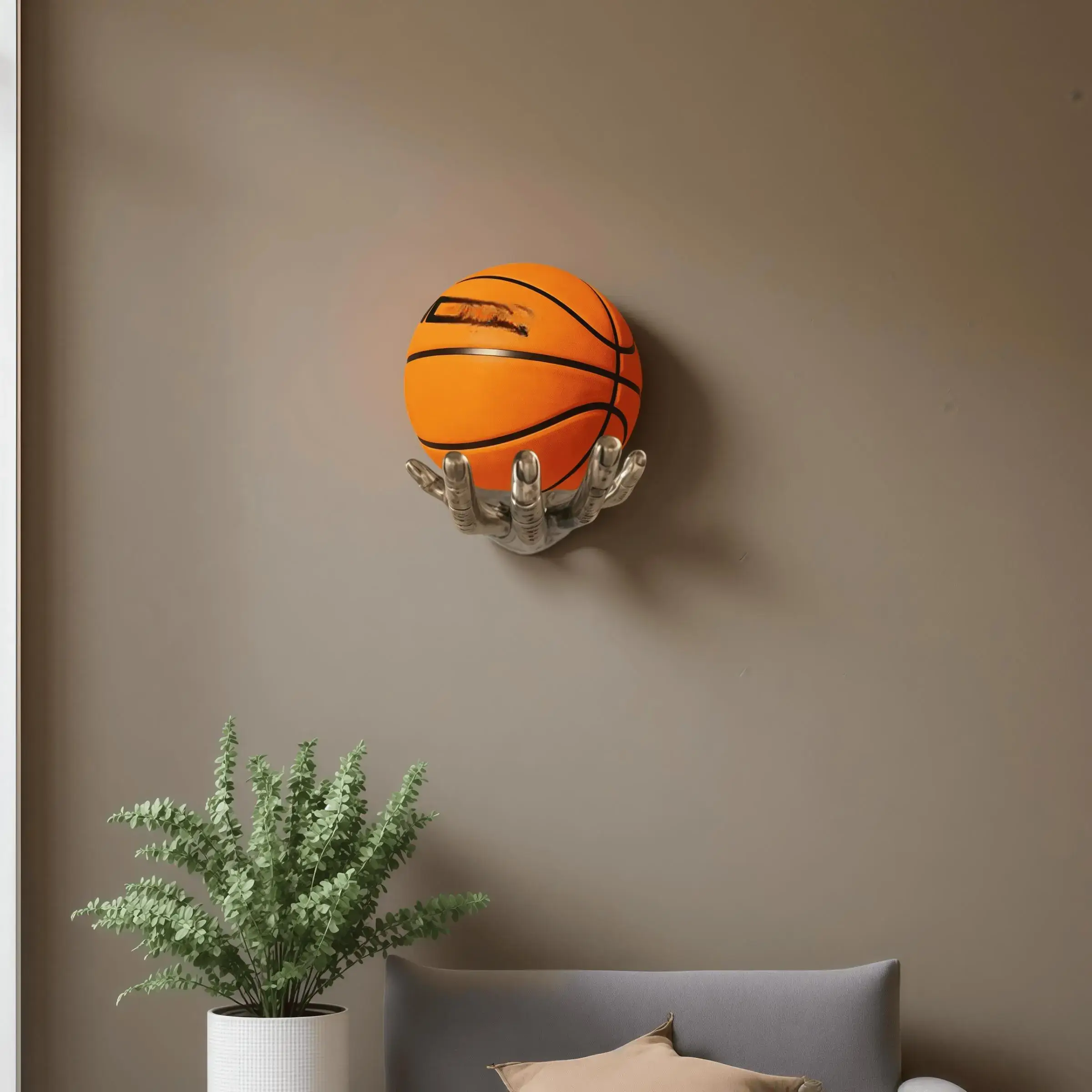Creative Wall Mounted Basketball Holder, 1 Count Resin Hand-Shaped Basketball Display Rack, Display Shelf, Basketball Storage Rack, Home Decor Supplies, Rack Only #GLOBAL PICKS