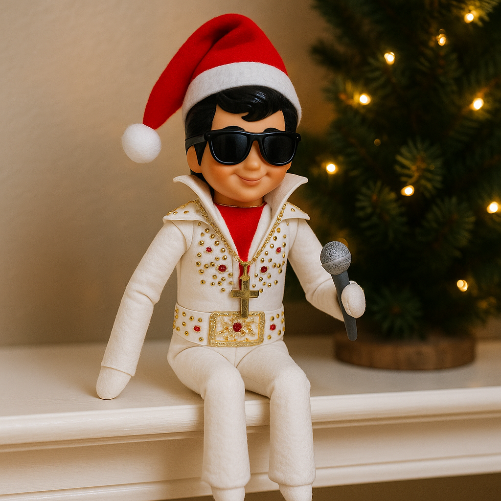 The King of Rock and Roll Christmas Elf Doll