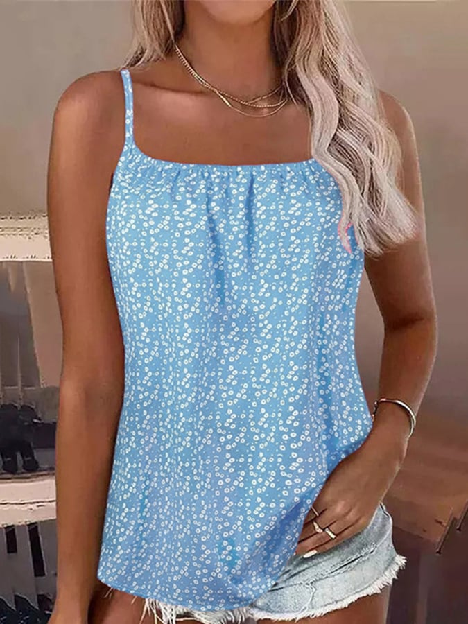 Women's Retro Floral Suspender Casual Shirt