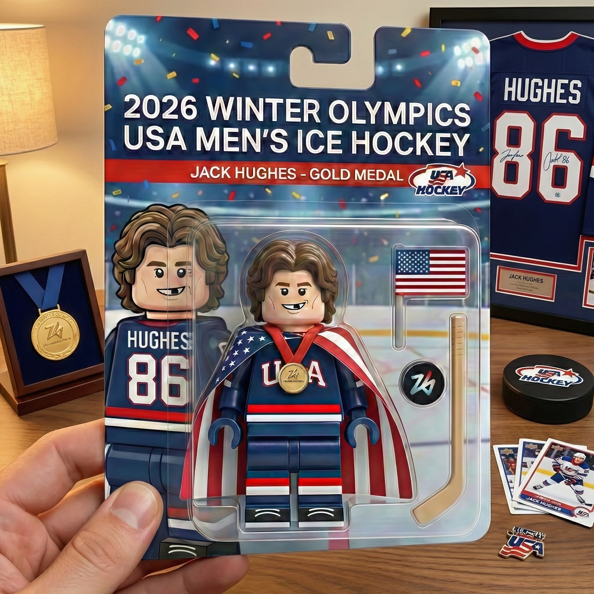 Jack Hughes – 2026 Winter Olympic Gold Commemorative Brick Set