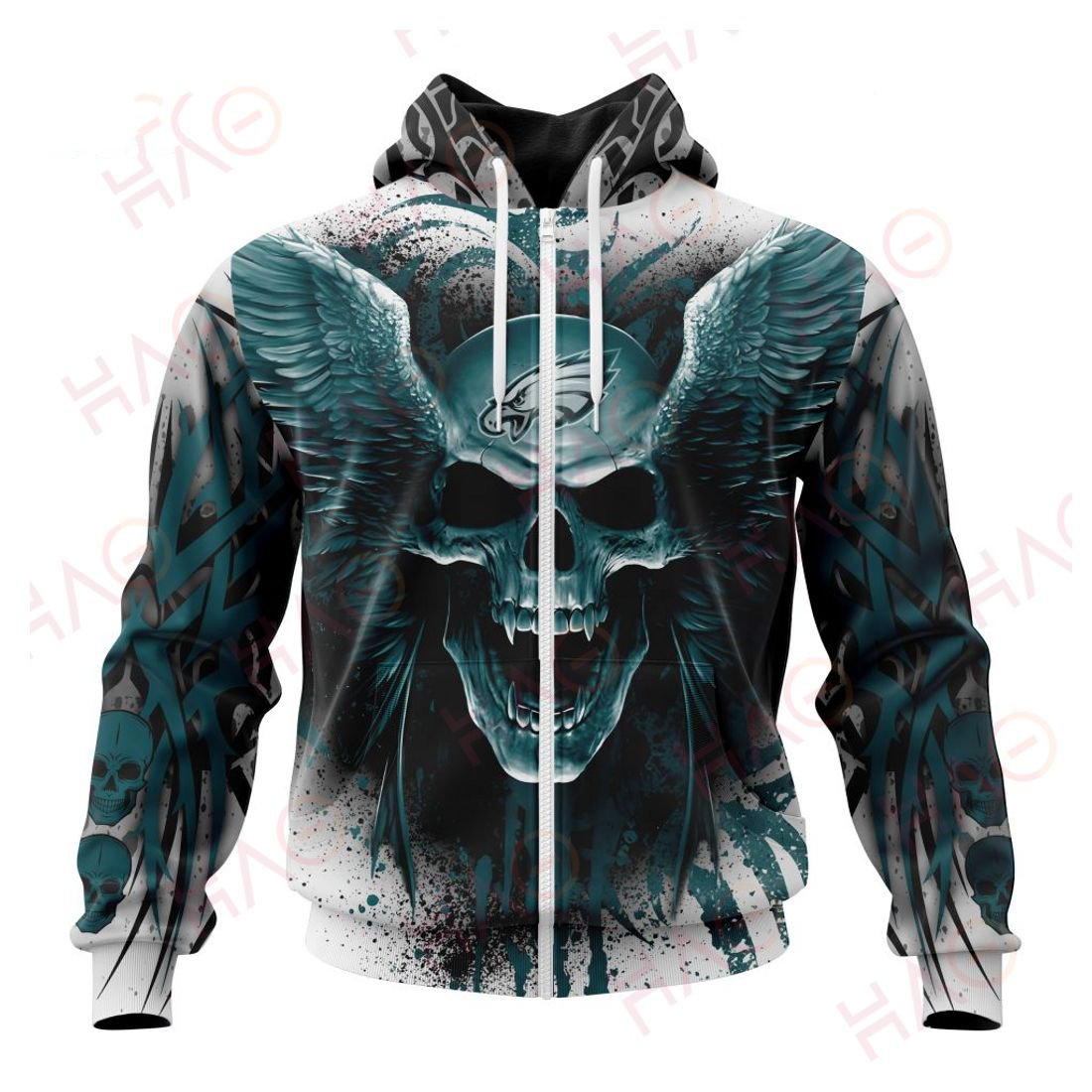 PHILADELPHIA EAGLES 3D HOODIE SKULL ART