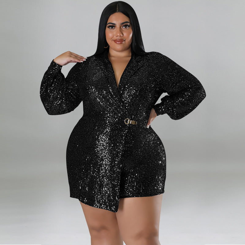 Plus Size Women Clothes Sequin Romper Source