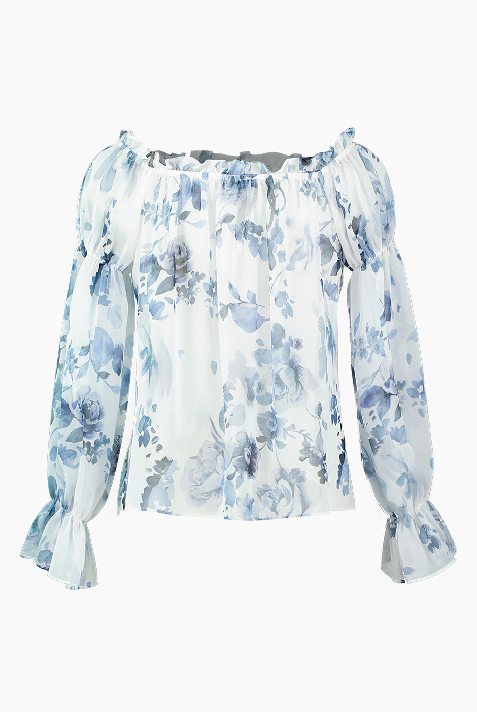 Blusa de hombros caidos estampada