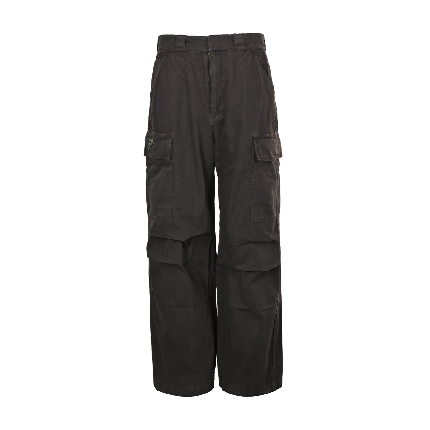 Prada distressed pocket triangle logo overalls