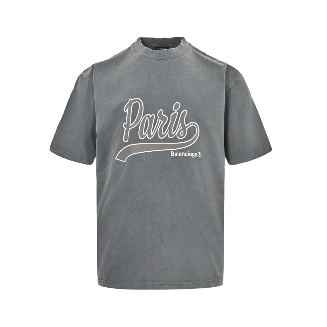 Balenciaga 24ss letter print washed short sleeves
