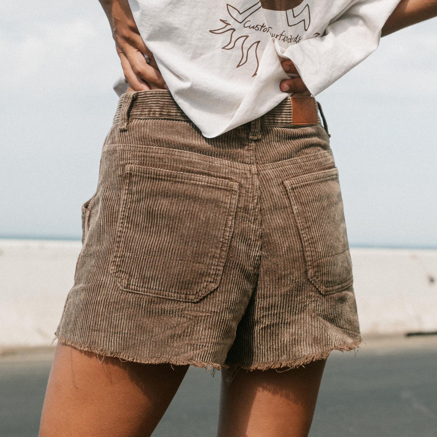 Casual Rip Curl Wave Print Corduroy Shorts