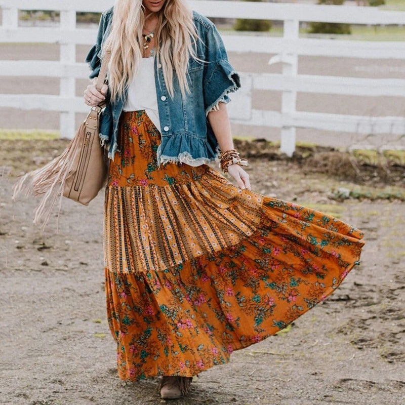 Women Printed pleated skirt