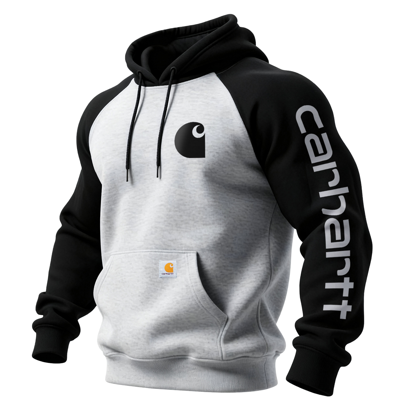 Stylish Two-Tone Hoodie with Logo Detailing for Everyday Wear