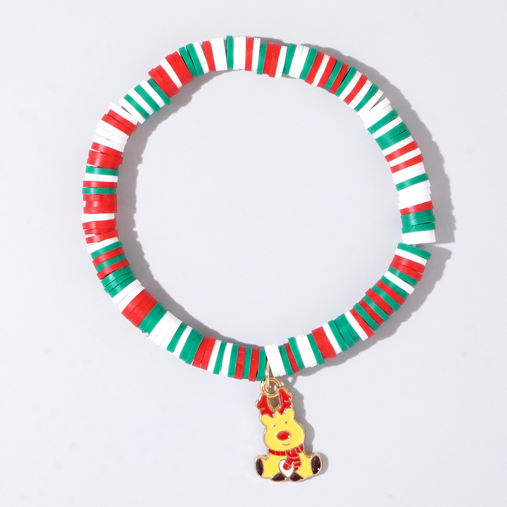 Christmas hand colored polymer clay beaded bracelet set gift