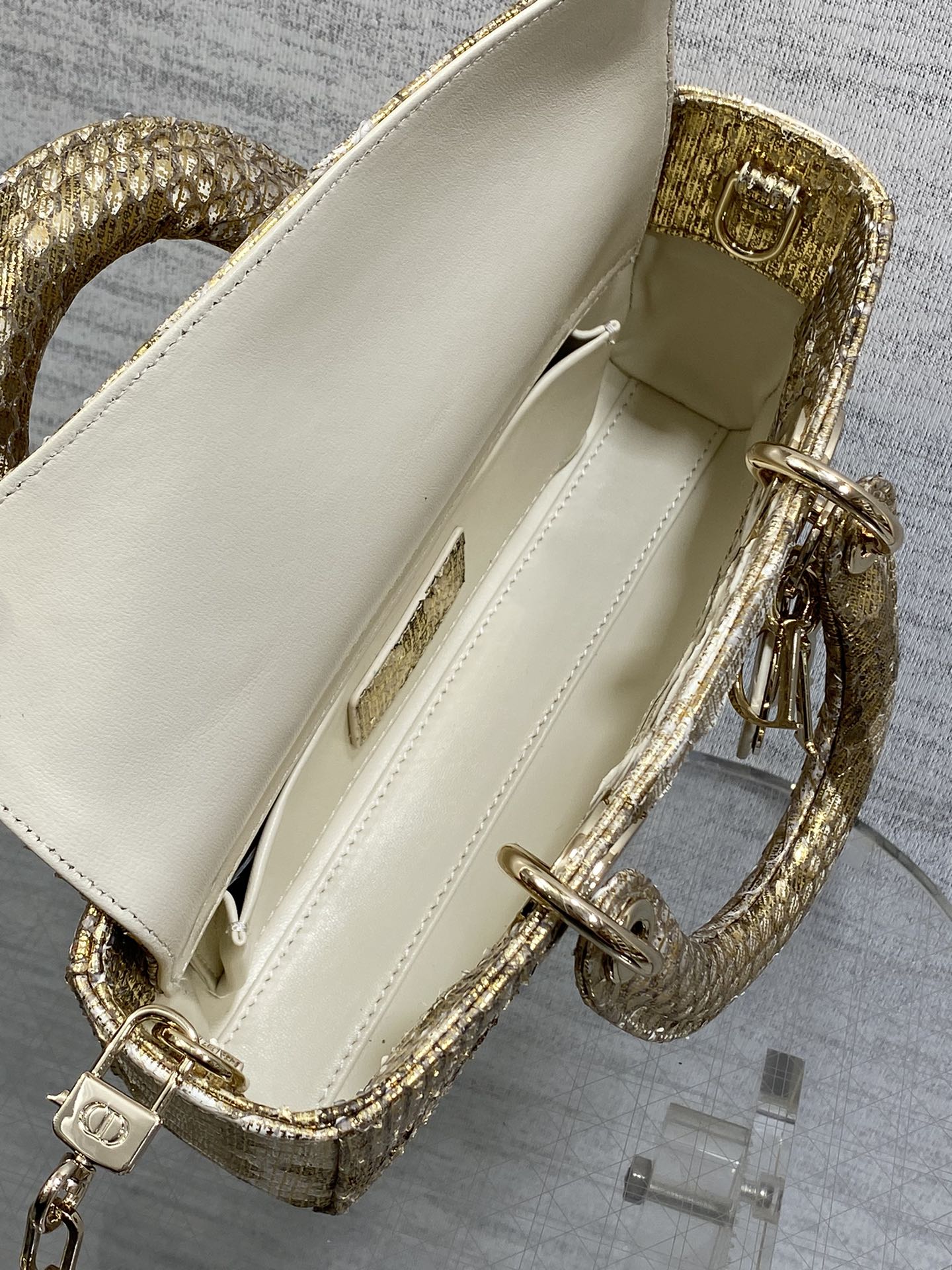 Dior Lady horizontal rare snakeskin Lady Dior bag