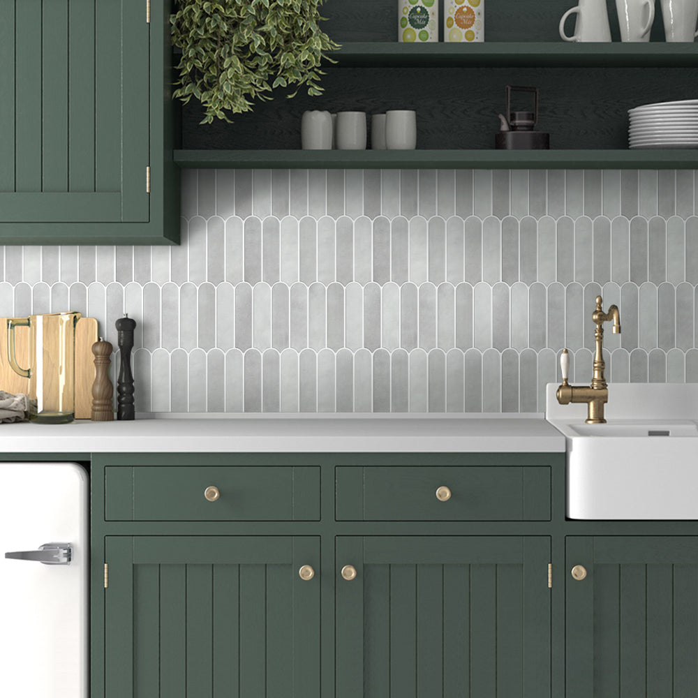 3D Gray Fish Scale Peel and Stick Wall Tile