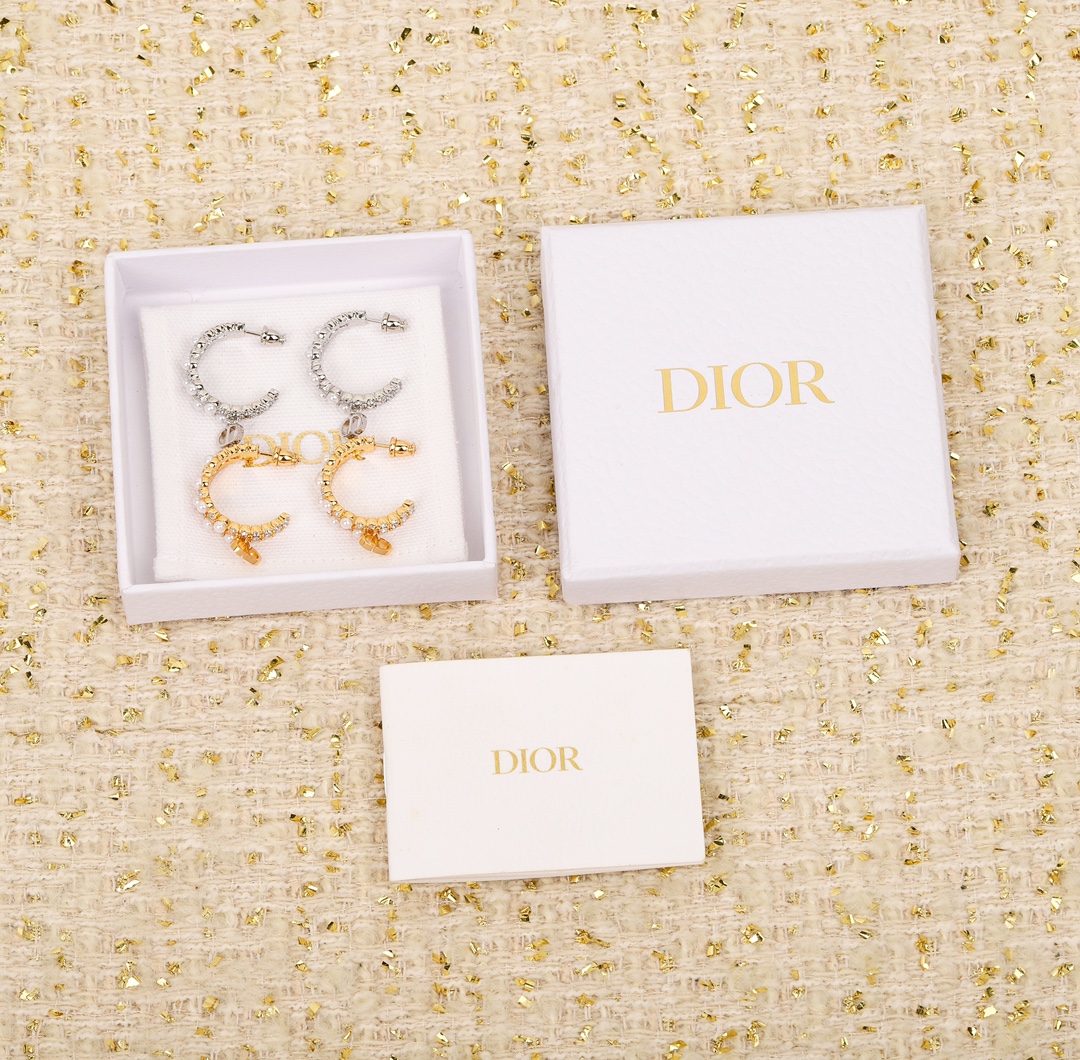 Dior Double Pearl Diamond Earrings