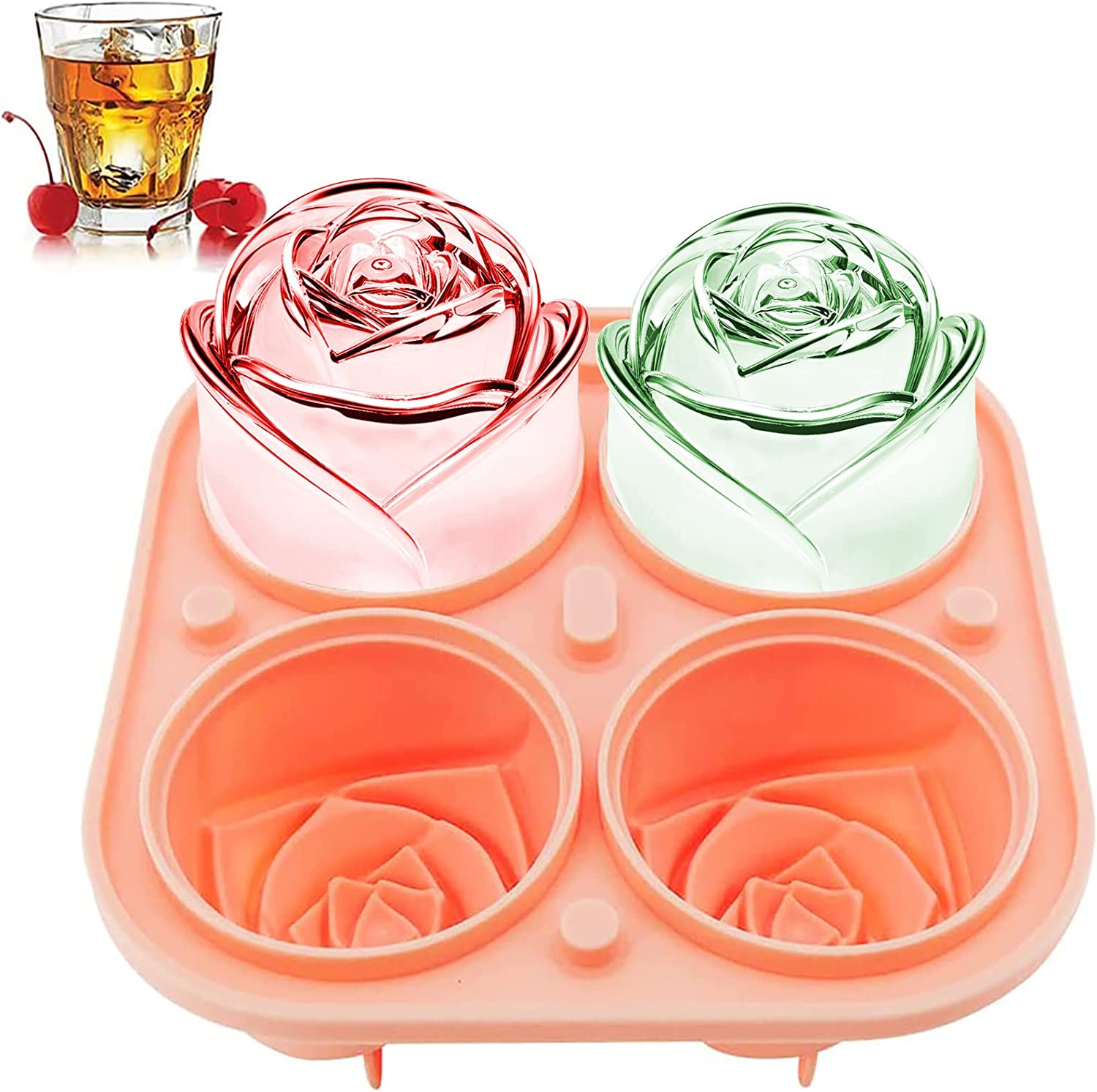 (🔥Mother's Day Sale 50% OFF )-3D Silicone Rose Shape Ice Cube Mold-BUY 3 GET 15% OFF & FREE SHIPPING