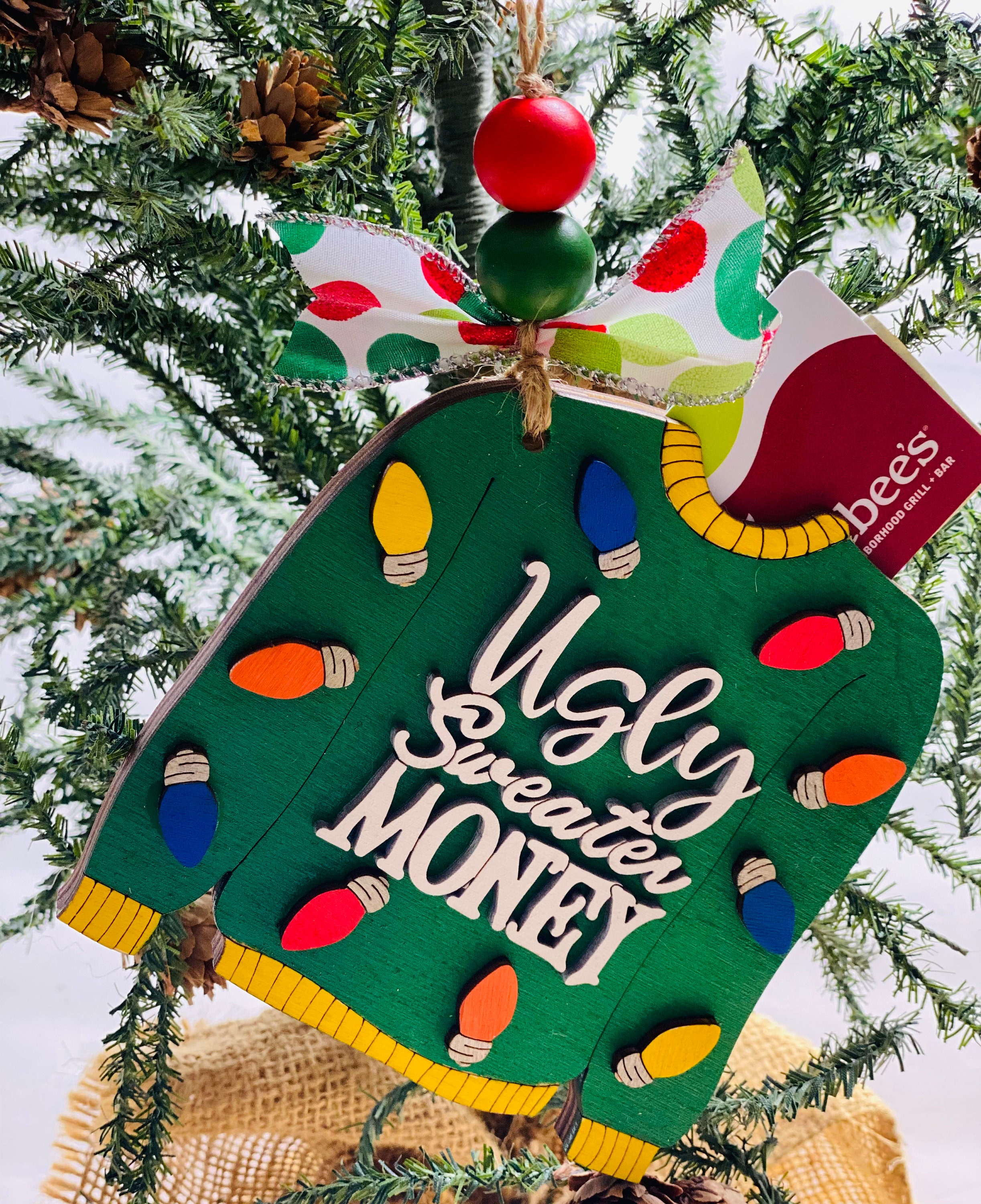 Christmas Money or Gift Card Holder - Wooden Ornament