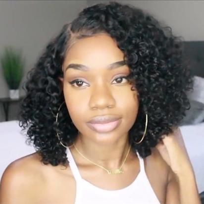 New Super Glueless Basic Cap Lace Frontal Short Curly Wig