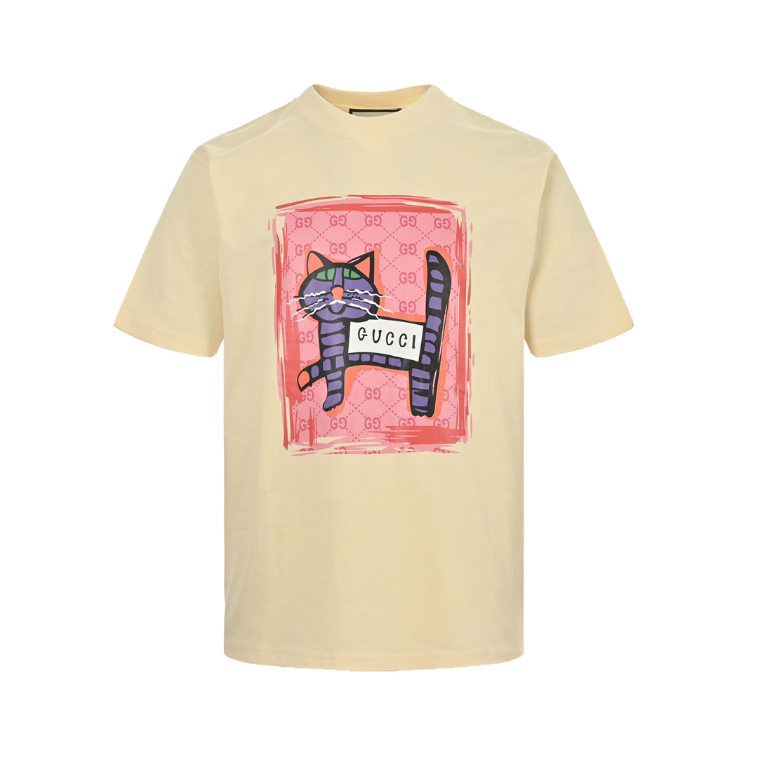 Gucci 24ss kitten print short sleeves