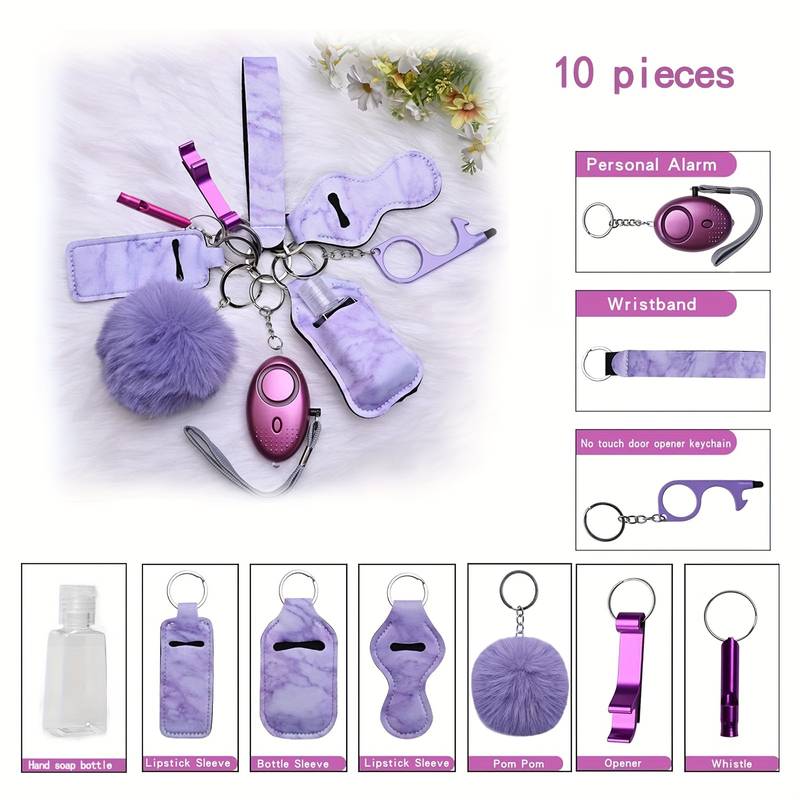 Women's Security Keychain Set, 10-Piece Security Keychain Accessories