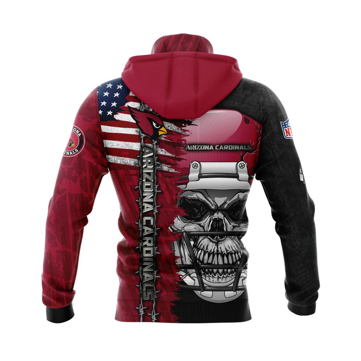 ARIZONA CARDINALS 3D HOODIE SKULL0803