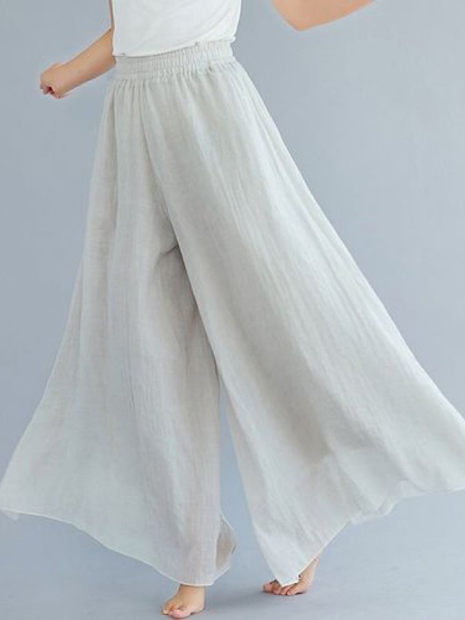 Cotton Linen High Waist Retro Swing Culottes