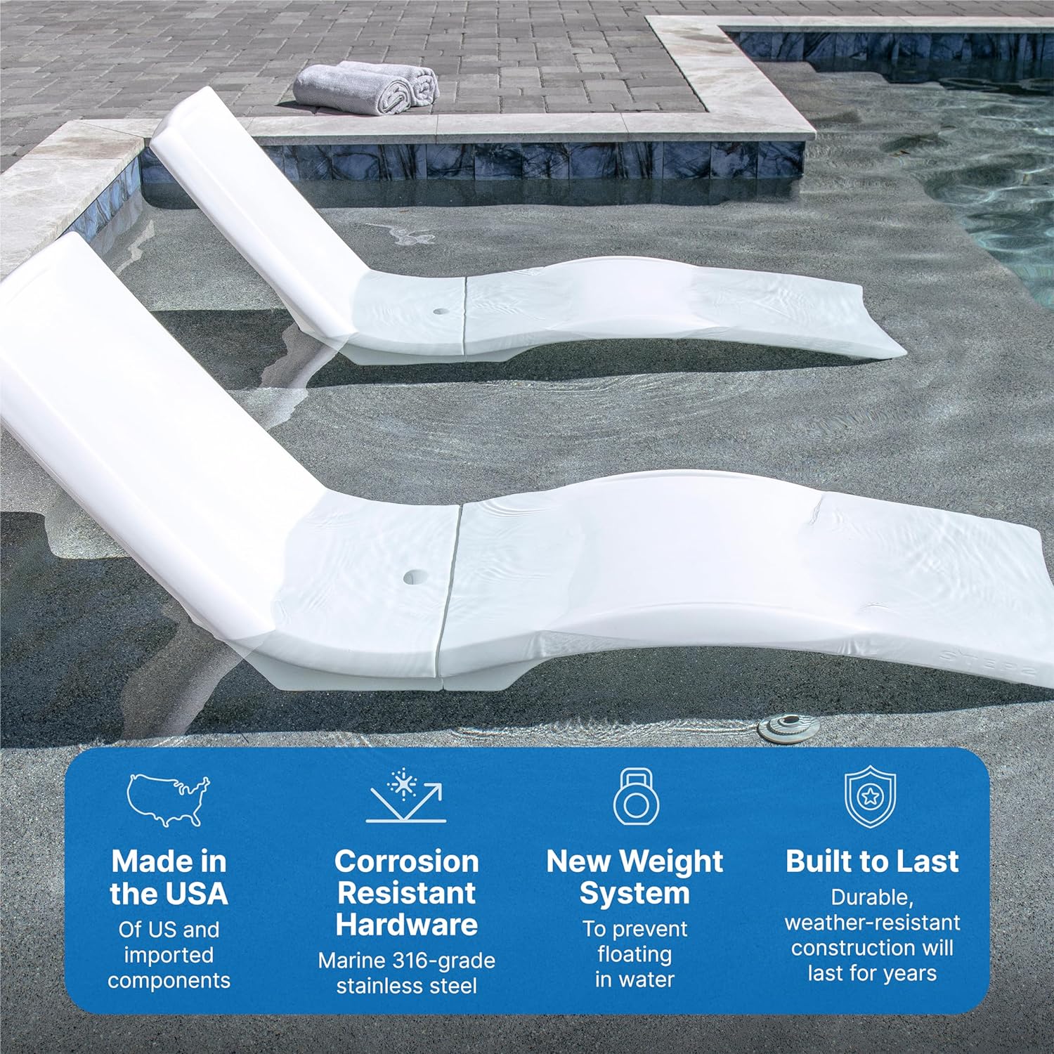 Step2 Vero Pool Lounger Loveseat Fade-Resistant Waterproof Patio Furniture