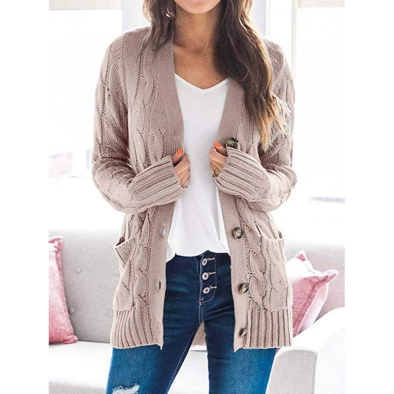 V-neck long-sleeved sweater coat