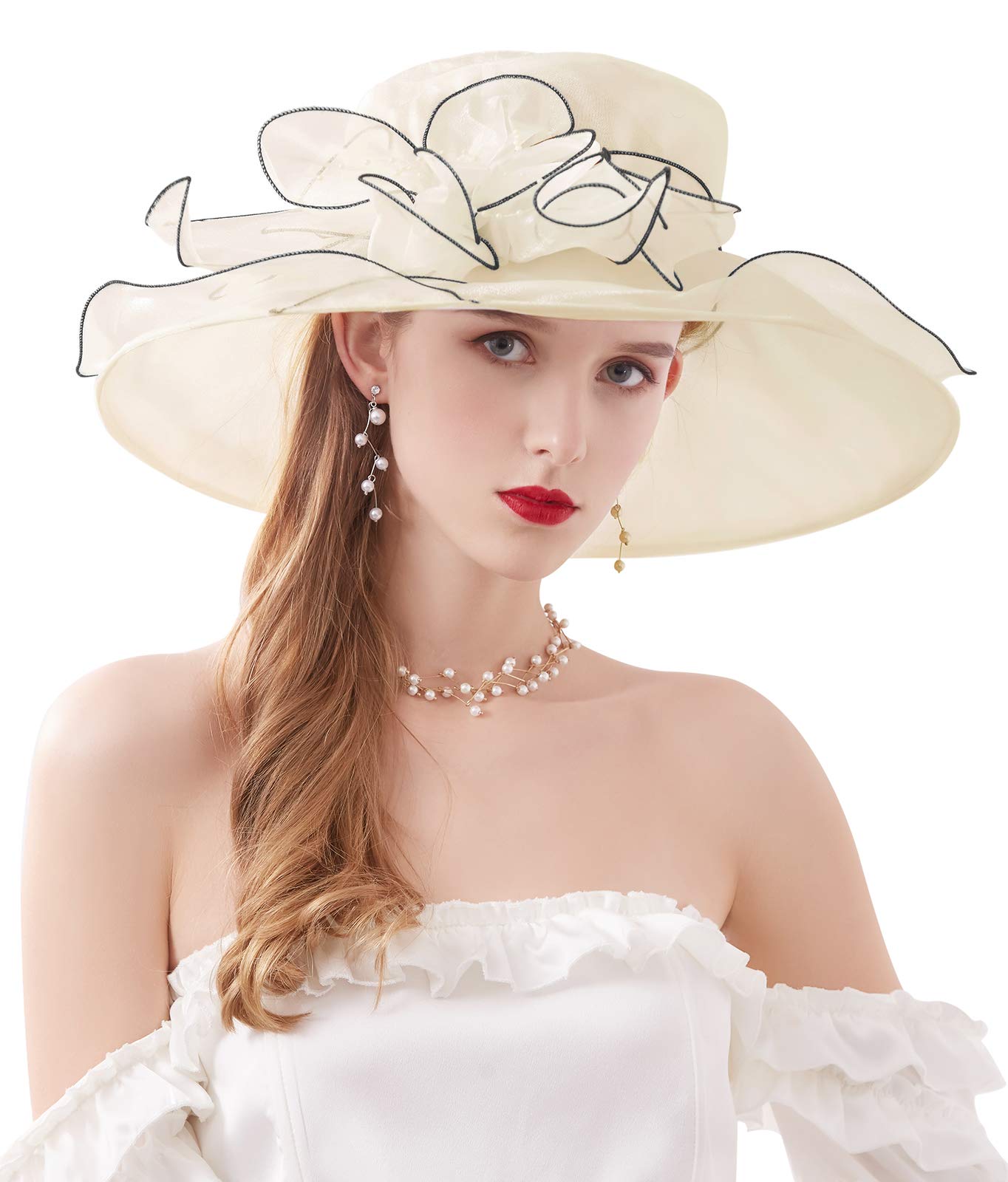 (🔥Last Day Promotion-SAVE 50% OFF)-Elegant Lady Wide Brim Flower Sun Hat - BUY 2 GET 10% OFF