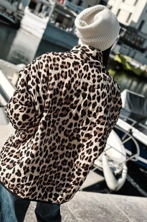Winter Women Clothing Animal Print Kimono Cardigan Loose Cotton Coat Coat